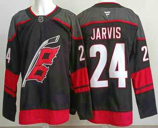 Men%27s Carolina Hurricanes #24 Seth Jarvis Black Authentic Jersey->penn state nittany lions->NCAA Jersey